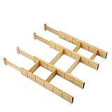 Bamboo Drawer Dividers with 6 Inserts, Expandable Drawer Organizer, Spring Loaded Adjustable Kitchen...