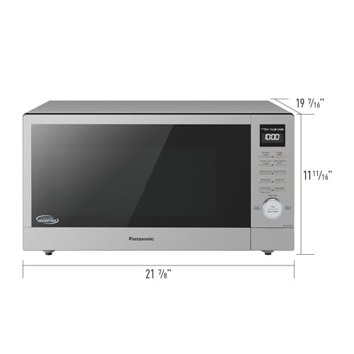 Panasonic NN-SD78LS 1.6 cu.ft Cyclonic Inverter Countertop Microwave Oven 1250Watt Power with Genius Sensor Cooking, cft, 19.44"D x 21.88"W x 11.94"H,Stainless Steel