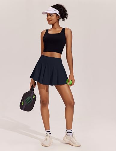 Image of PINSPARK Womens Tennis Skirt Pleated Athletic Skirts with Pockets Shorts High Waisted Golf Skort for Workout Pickleball