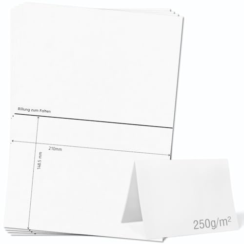 OfficeGear 1-up [25 sheets 25 Cards] 250gsm Perforated Scored Printable Folding Name Table Tent Place Cards for Hotels Restaurants Conference Events – 148.5x210mm When Folded with Design Template