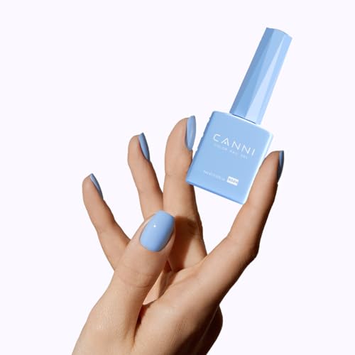 Image of CANNI Baby Blue Gel Nail Polish, 1Pcs Light Blue Gel Polish Pastel Blue Color Nail Polish Gel High Gloss Soak Off U V Gel Nail French Nail Manicure Salon DIY