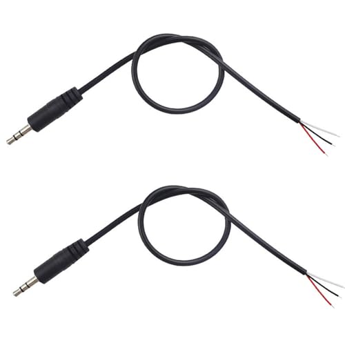 Cable estéreo 3.5 mm macho a cable abierto 0.3 m 2 piezas miniatura 1