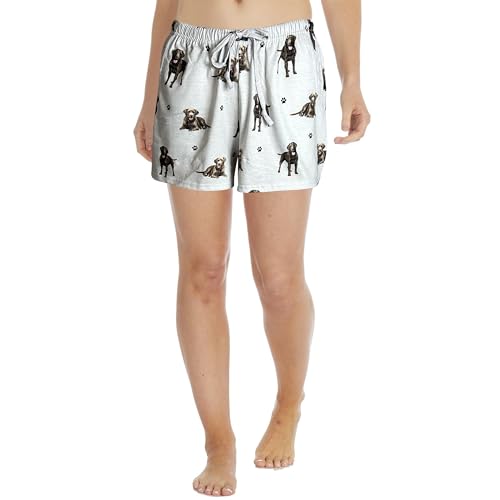 E&S Pets Labrador Chocolate Pajama Shorts for Women - Comfy Sleep Shorts - Cute Lounge PJ Shorts with Side Pockets and Drawstring - Womens Causal Shorts for Summer - Dog Mom Gifts