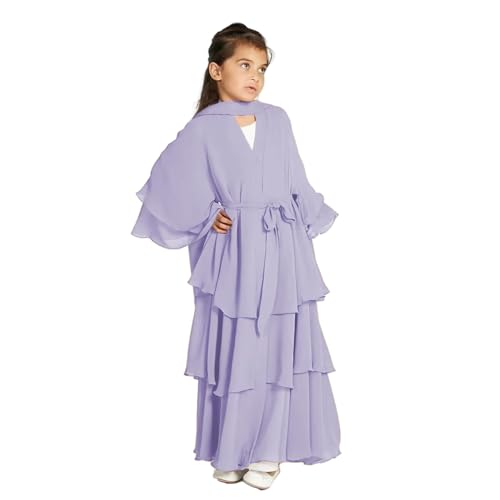 FPOVFPO Abaya Dress for Kids Dubai Kaftan Prayer Dress for Girl Muslim Islamic Full Length Robe Daily Casual Dress