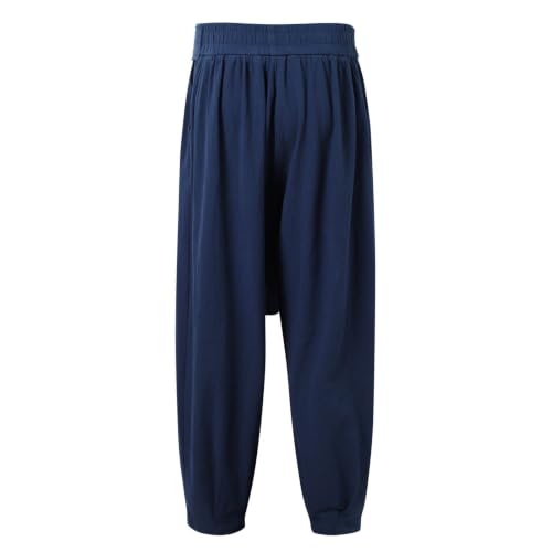 Pantalones medievales samurái góticos de algodón con cordón para hombre 5
