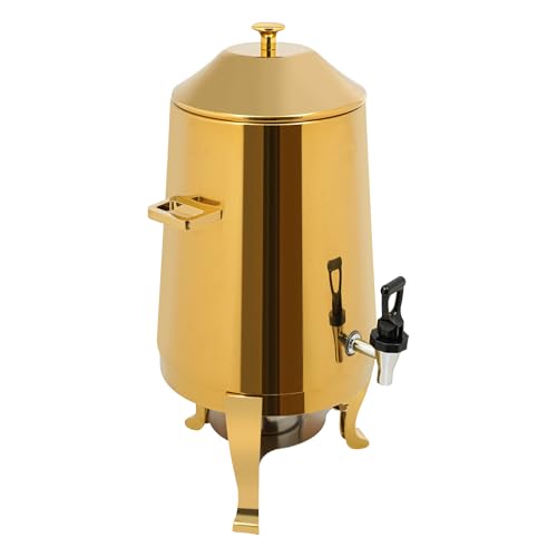 Hot Beverage Dispenser, 3.4 Gallon Stainless Steel Coffee Urn Chafer Gold Hot Drinks Dispenser with Fuel Tray for Milk Coffee Tea Juice Parties Event Buffet Catering (Gold)