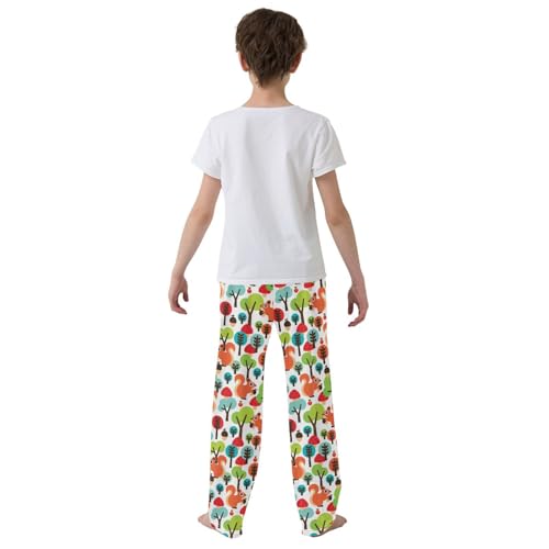 ZZXXB Squirrel Colorful Trees Boys Long Pants Soft Trousers Elastic Waist Kids Lounge Bottoms with Pockets S-XL3