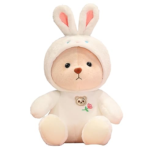 Herfair Oso de peluche relleno de peluche, oso de peluche, regalo para bebés, niños, amigos, comienzo escolar (45 cm, blanco)