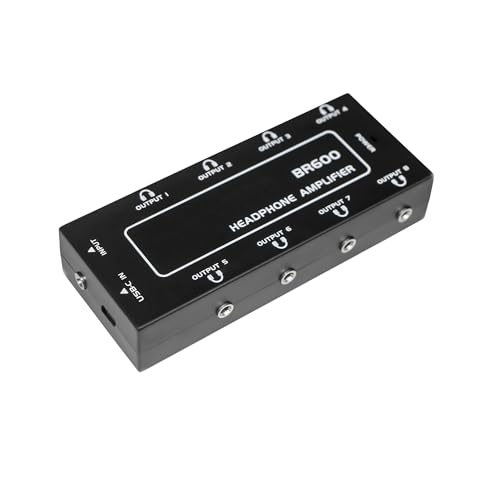 MQEBEOUYS 8-Channel Stereo Headphone Amplifier Mini Earphone Splitter with Type-C 5V Input and 3.5mm Headphones Output