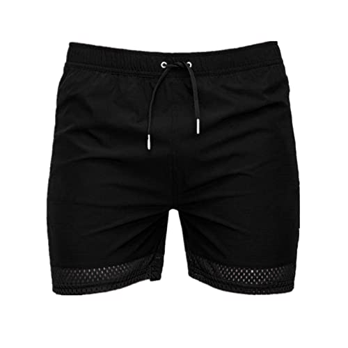 Mens Zomer Sneldrogende Mode Elastische Mesh Eenvoudige Strand Effen Kleur Casual Shorts Broek Trekkoord Basketbal Shorts Huis Slaapkamer - Afbeelding 4