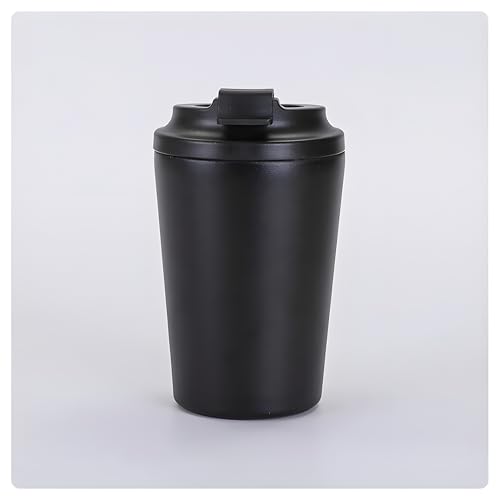 Image of Motka 350ml Coffeemate Vacuum Insulated Cup| Stainless Steel Travel Coffee Mug with Leak Proof Lid| Fat Bottomed Tumbler| Double Wall Portable Thermal Flask| Sipper for Hot and Cold Drinks (Black)