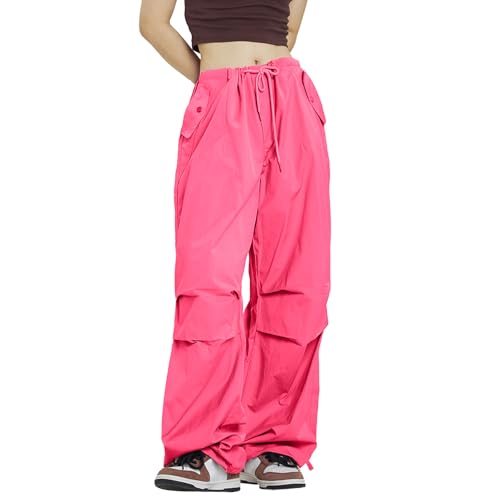 Image of Rolanko Parachute Pants for Girls Y2K Cargo Trousers with Pockets Harajuku Jogger Pants Kids 4-14 Years