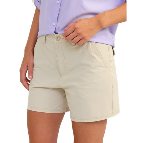 HUK Womens Next Level 5' Short, Quick-Dry Fishing Shorts for Women, Khaki, Large/5