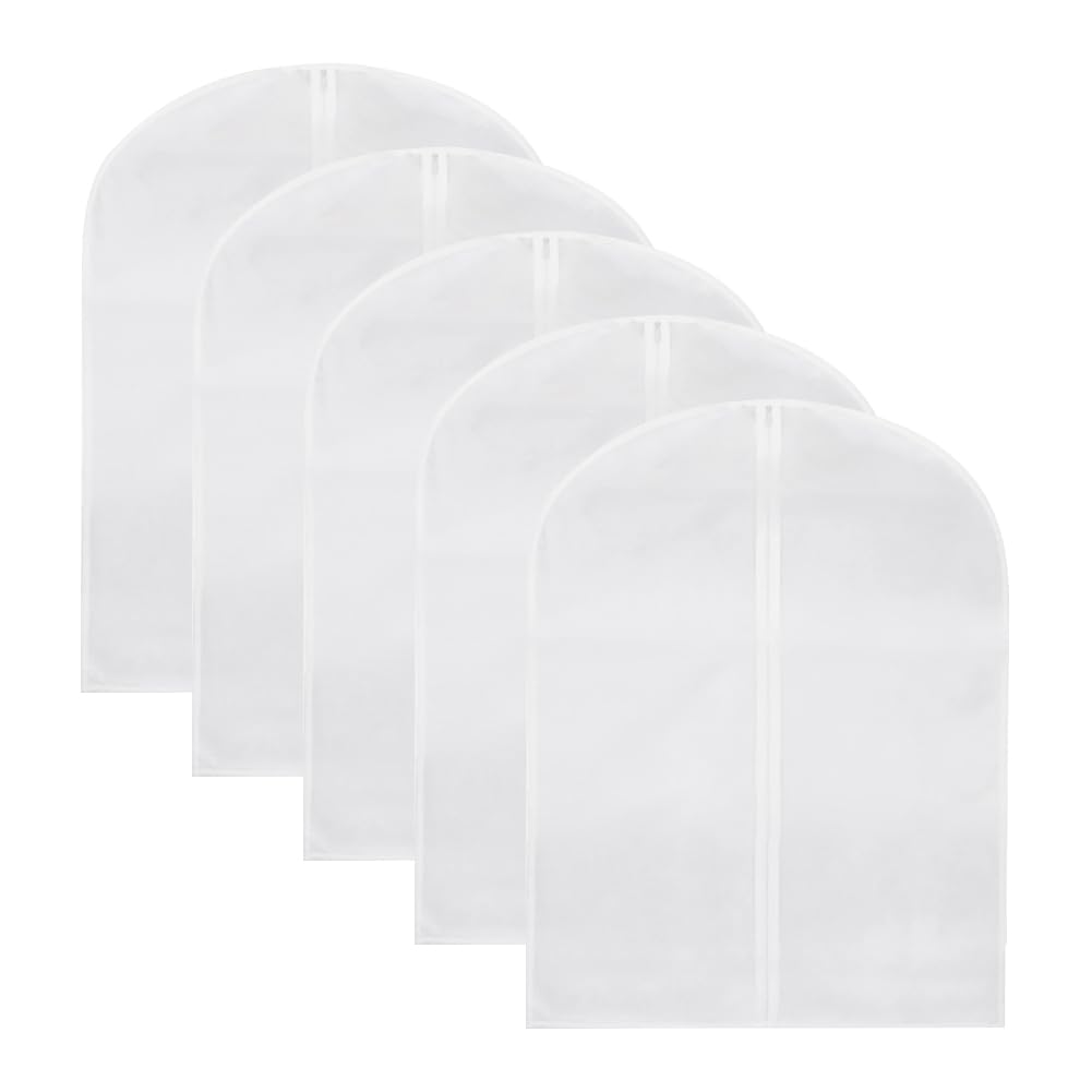 5 Pcs Clear Zipped Clothes Covers Waterproof Suit Bags Zip Lock Garment Bags Moth Proof Coat Bags Translucent