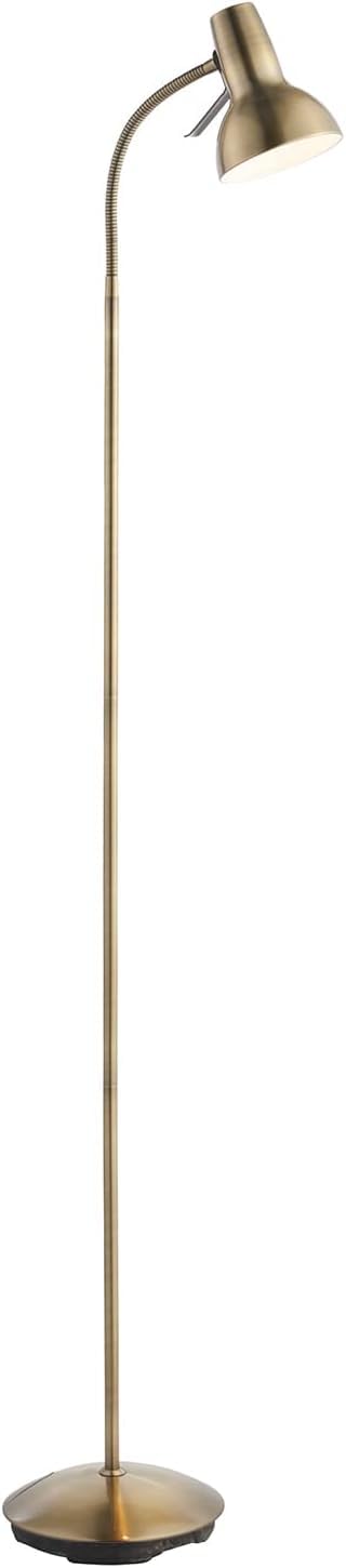 National Lighting Amalfi Standing Floor Lamp - Antique Brass Finish - Flexible Gooseneck Task Floor Reading Lamp - Rocker On/Off Switch - Tall Indoor GU10 LED Floor Lamp (Bulb Included)