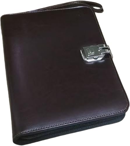 Haruze 鍵付き日記帳 A5 システム手帳 ビジネス手帳 鍵付きノート ルーズリーフメモ帳 PU レザー 丈夫 携帯用 80枚 160ページ ミニレザージャーナル 6 穴 交換可能 多機能 カード 名刺 写真収納 パスワードロック おしゃれ 北欧 オフ
