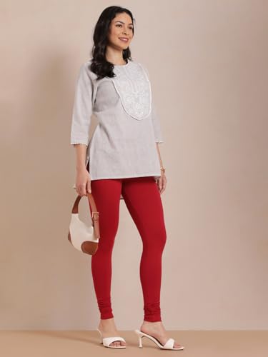 Image of TWIN BIRDS Tailored Cut and Classic Fit Super Stretchable Elastane Fabric Churidar Leggings for Women