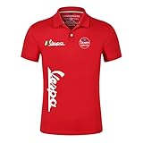 BABQ-TYUJ Sommer Kurzarm Polos für Herren T-Shirt Lässiges T-Shirt mit Tops mit Vespa Servizio Print(Color: red,Size:XL)