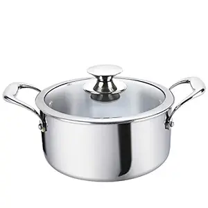 Alda Vitale Triply Stainless Steel Casserole with Lid 28cm (8L), Silver