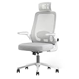 オフィスチェア デスクチェア ゲーミングチェア 腰サポート可動式ランバー 跳ね上げ式アームレスト 2Dヘッドレスト 30°ロッキング 通気性メッシュ 8CM厚座面 360°回転 10CM昇降調節 パソコンチェア(グレー) image