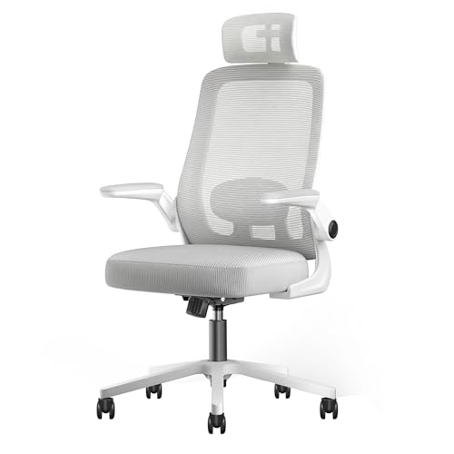 オフィスチェア デスクチェア ゲーミングチェア 腰サポート可動式ランバー 跳ね上げ式アームレスト 2Dヘッドレスト 30°ロッキング 通気性メッシュ 8CM厚座面 360°回転 10CM昇降調節 パソコンチェア(グレー)