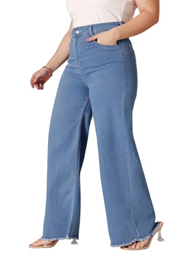Image of Miss Chase A+ Women's Wide-Leg High Rise Regular-Length Stretchable Denim Jeans