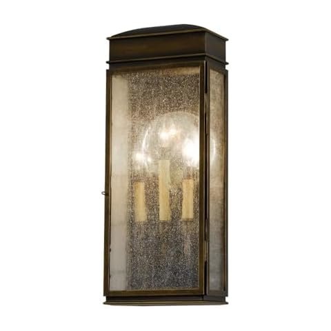 Feiss OL7402ASTB Whitaker Outdoor Patio Lighting Wall Lantern, Bronze, 3-Light (9"W x 23"H) 180watts Cover