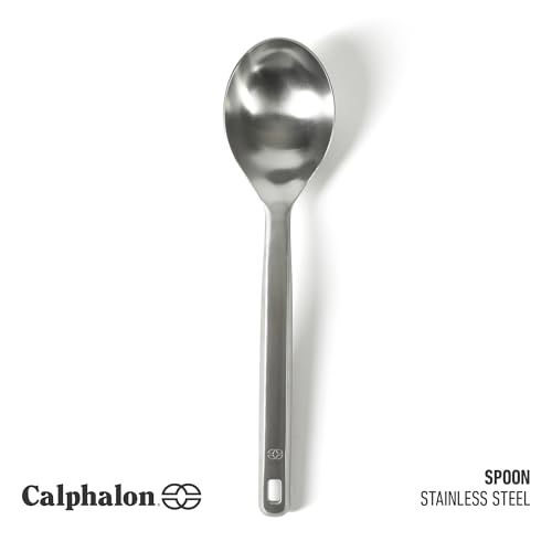 Image of Calphalon Prime Kitchen Spoon, Stainless Steel Cooking Spoon, Heavy-Gauge Heat-Resistant Kitchen Utensil for Stirring & Serving, Weighted Handle for Balance & Control