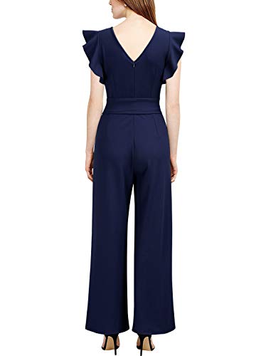 image for Knitee Women's Vintage Sleeveless Ruffle High Waist Wide Leg Romper Fo