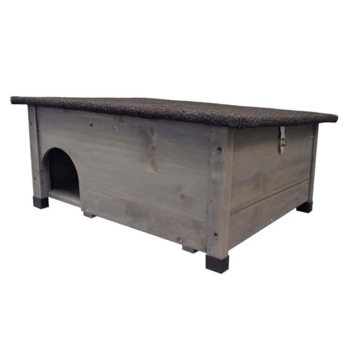 Gardening Naturally Hedgehog House UK Outdoor Shelter With Two Chambers And Waterproof Roof For Garden Wildlife Nesting Resting And Hibernation (Grey)