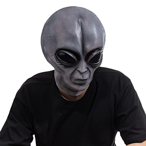 Image of Vmonke Realistic Alien Face Masks Extraterrestrial Encounter Prank Masks Fun Halloween Cosplay