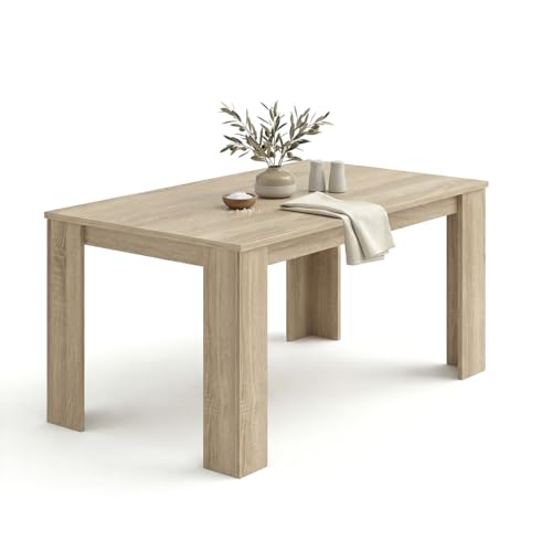 duehome | Mesa de Comedor, Mesa Fija, Modelo Naya, Acabado en Roble Canadian, Medidas: 140 cm (Largo) x 80 cm (Ancho) x 75 cm (Alto)