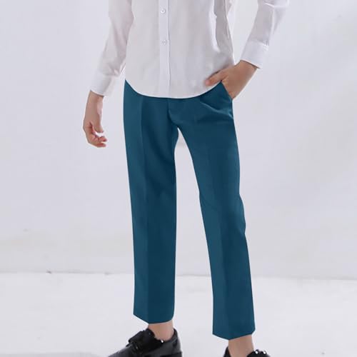 Boys Dress Pants Comfortable Straight Leg School Uniform Pant Stretch Flat Front Pull On Slacks Teens Preppy Clothes3
