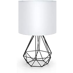 Lampara De Mesa Zakara Aigostar - Lámpara de Mesa Estilo Retro Industrial, Portalámparas de Casquillo Fino E14, Lámpara Decorativa con Base Metálica y Tulipa Blanca, Perfecta para Decorar Cualquier Estancia