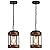 2 Pack Rustic Farmhouse Wood Pendant Light Fixture One-Light Adjustable Chain Oak Wood and Metal Drum Cage Small Pendant Lighting for Kitchen Island Sink Hallway Farmhouse Bathroom Bar, Black