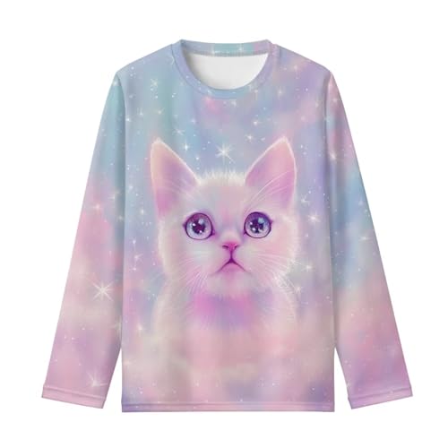 Image of Girls Long Sleeve Shirts Casual Crewneck Soft T-shirts for Girls 3-16 Years Old