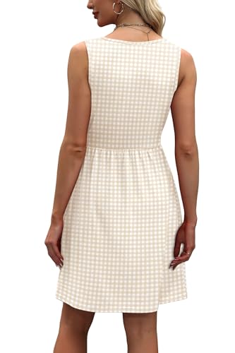 Image of WIHOLL Women's Summer Dress 2026 A-Line Sleeveless Casual Sundress with Pockets Floral /Solid