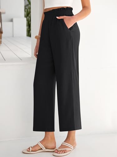 Image of ANRABESS Womens Wide Leg Palazzo Pants Summer Beach High Waisted Cropped Flowy Pants 2026 Dressy Casual Trousers with Pockets