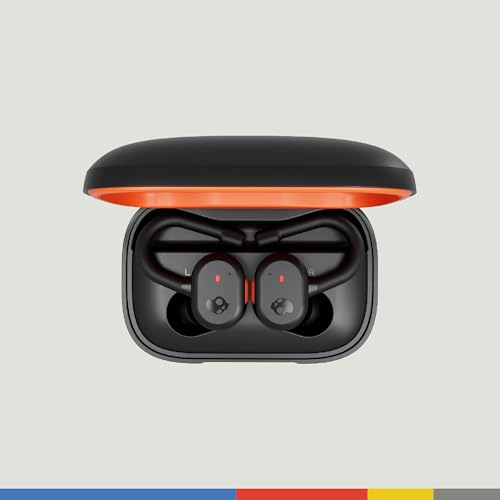 Skullcandy Push Active Wireless Earbuds, Bluetooth Headphones, Noise Isolating, 44 Hrs Battery, Secure-Fit Over-Ear Hanger, Sweat and Water Resistant, Microphone for iPhone Android - True Black/Orange by Skullcandy - Image 2