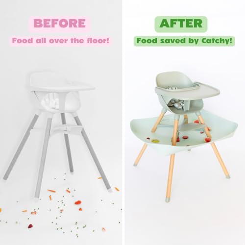 Image of CATCHY -Food Catcher- Compatible with Lalo The Chair High Chair +11 Other High Chairs -Highchair Sold Separately- Baby & Toddler Food & Mess Catcher -Premium Linen Inspired- Under High Chair Accessory | High Chair Food Catcher - High Chair Sold Separately - Baby & Toddler Food & Mess Catcher - Under High Chair Accessory