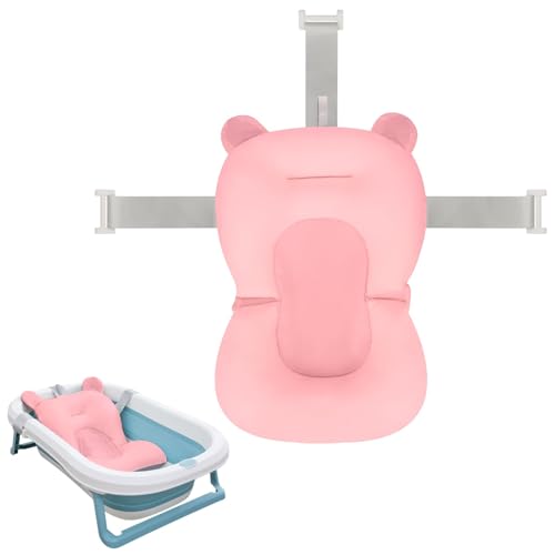 Image of Colorlife Baby Bath Seat Support Net Infant Bathing Seat Support Mat, Comfortable Adjustable Non-Slip Three-Pointed Baby Shower Net Bathtub Sit Up Mesh for Newborn 0-12 Months-Pink(No Bathtub)