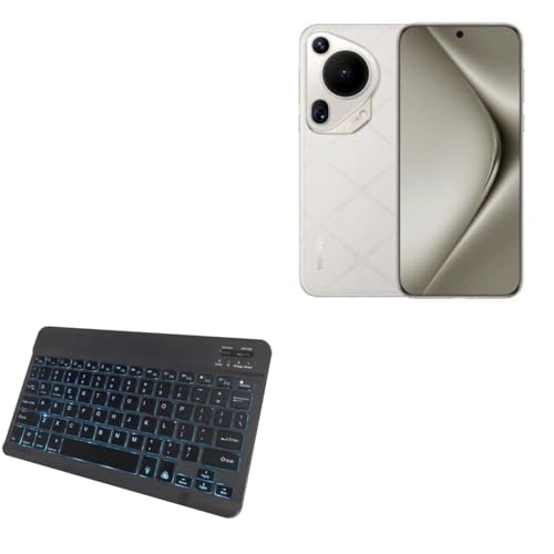 BoxWave Keyboard Compatible with Huawei Pura 70 Ultra - SlimKeys Bluetooth Keyboard - with Backlight, Portable Slim LED 7 Colors - Jet Black