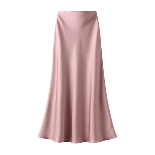 Jupe longue en satin plissée à taille élastique pour femme