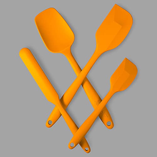 4 Piece Silicone Spatula Set, Flexible Heat Resistant Non-Scratch Baking Cooking Rubber Spatulas With Stainless Steel Core, Orange #TOP4