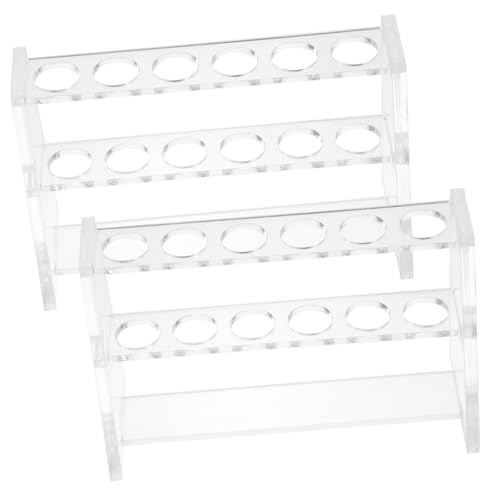 CIYODO 2Pcs Transparent Test Tube Rack Slots Experiment Test Tube Holder for Tubes Double Design for Lab Use