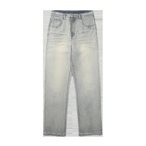 Jeans Pants Trouser Denim Spring and Autumn High Street Elastic Crepe Cat Beard Designer Men's Classic Versatile Long