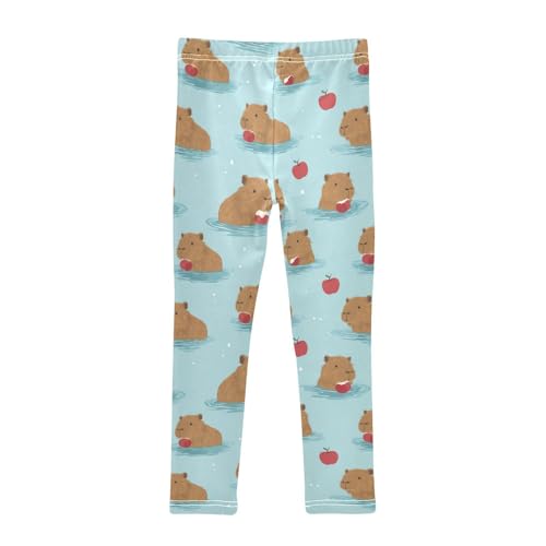 Girls Leggings Apples Duck Blue Kids Ankle Length Leggings Pants Athletic Yoga Pants Toddler Tights Trousers 4T2