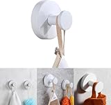 Utility Hook Heavy Duty No Drill Stainless Steel Suction Cup Coat Hook Bathroom Kitchen Towel Strong Suction Hold Removable Up to 5kg Modern Minimalist Design White-A 1Pcs
