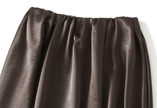 Womens Satin A-Line Skirts High-Waisted Pleated Long Skirt Casual Dressy for Wedding Prom Party Club 2025 Fashion2