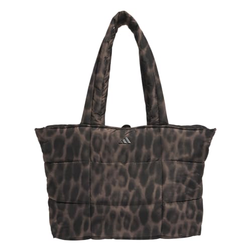 adidas Quilted Tote Puffer Shoulder Bag All Me/Leopard Black-Earth Strata OSFA